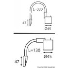 Leuchte m. flexiblem Arm, schwarz 330 mm 12 V 