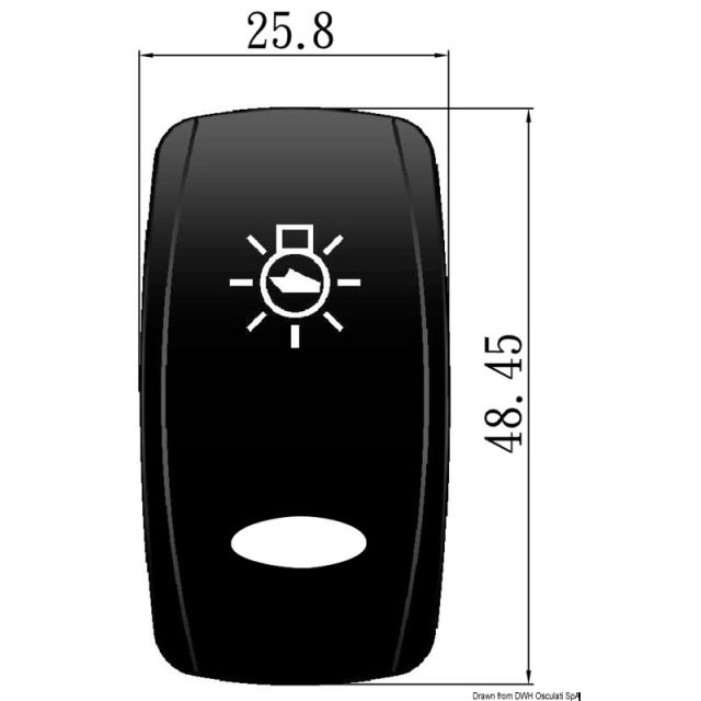 Mit Laser eingravierte Symbole. OVAL Wippen für Marina TOP Schalter mit beleuchteten Symbolen