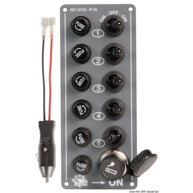 Elektrische Schaltafel 5 Schalter + Anzünder 