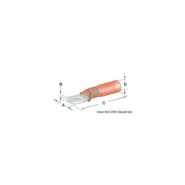 Vorisolierte Faston mit wasserdichter Schrumpfhalterung 6,3 mm