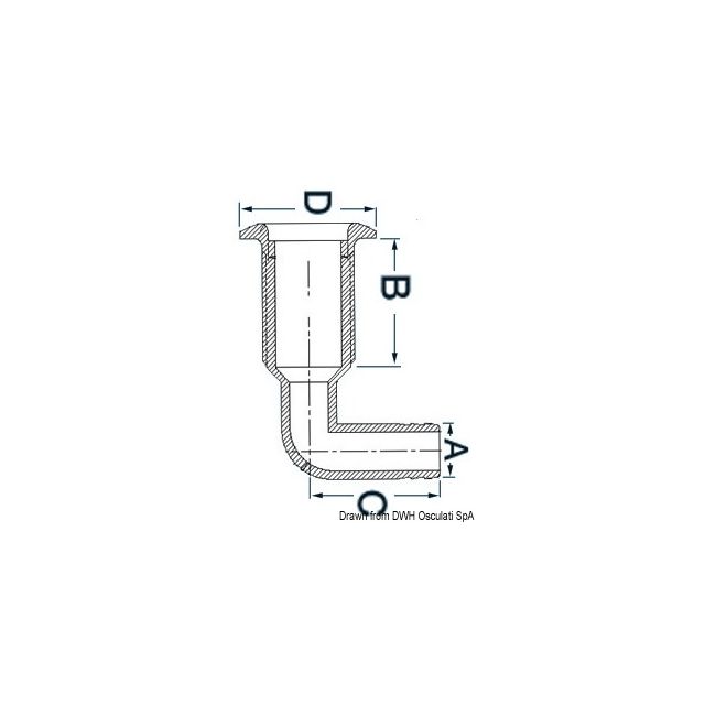 Nylon-Bordurchlaß 2" 38mm VA-Stahl Blende 90° 