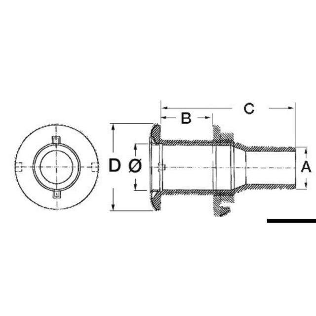 Borddurchlass AISI 316 3/8" x 15 mm 