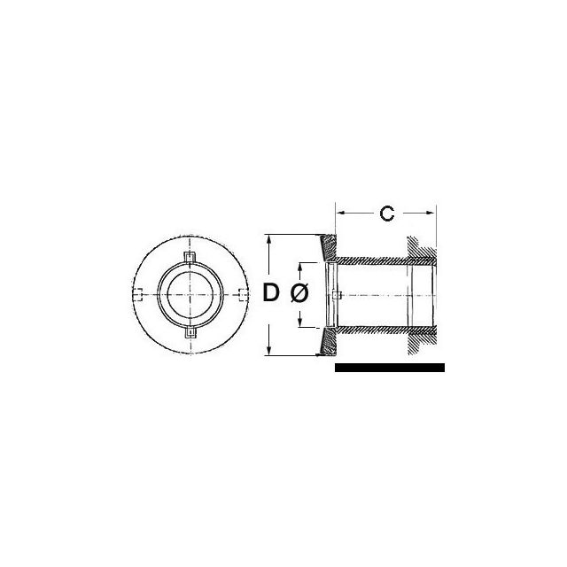 Borddurchlass AISI 316 hochglanz. ohne Auslad.1/2" 