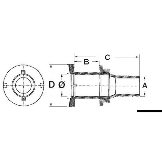 Borddurchlass AISI 316 ohne Ausladung 3/4" x 24 mm 