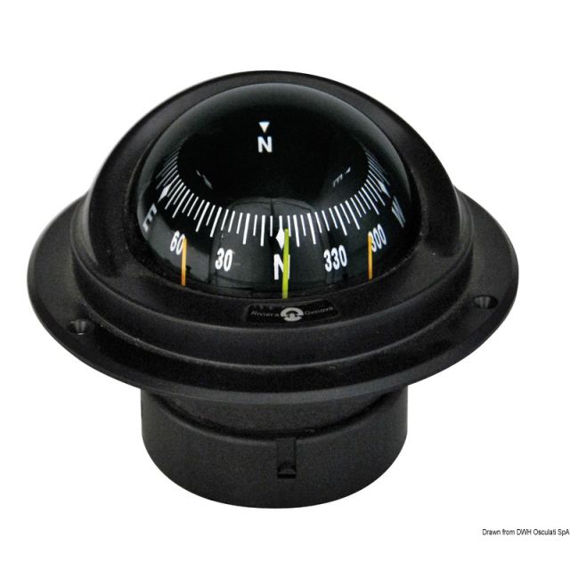IDRA kompakter Einbau-Kompass  Frontsicht, schwarz 