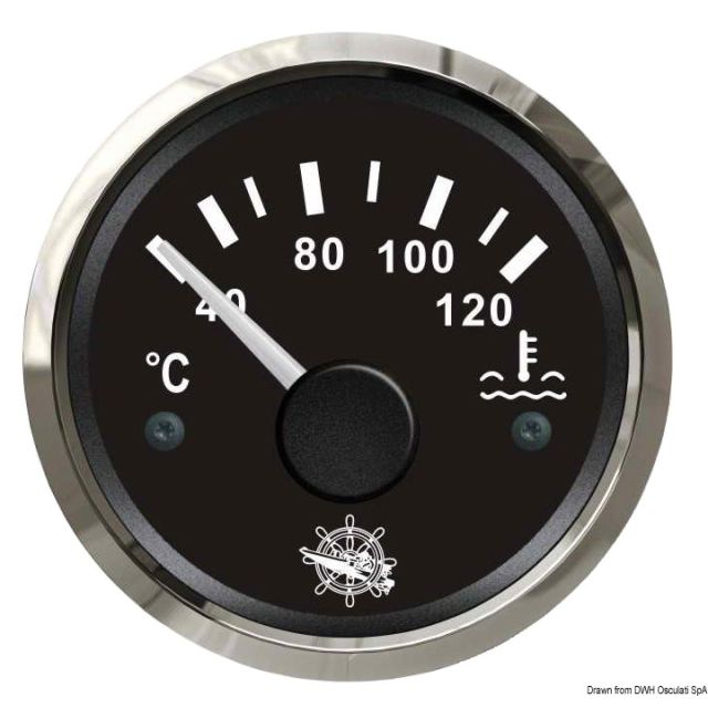 Wassertemperaturanzeige 40/120° schwarz/poliert 