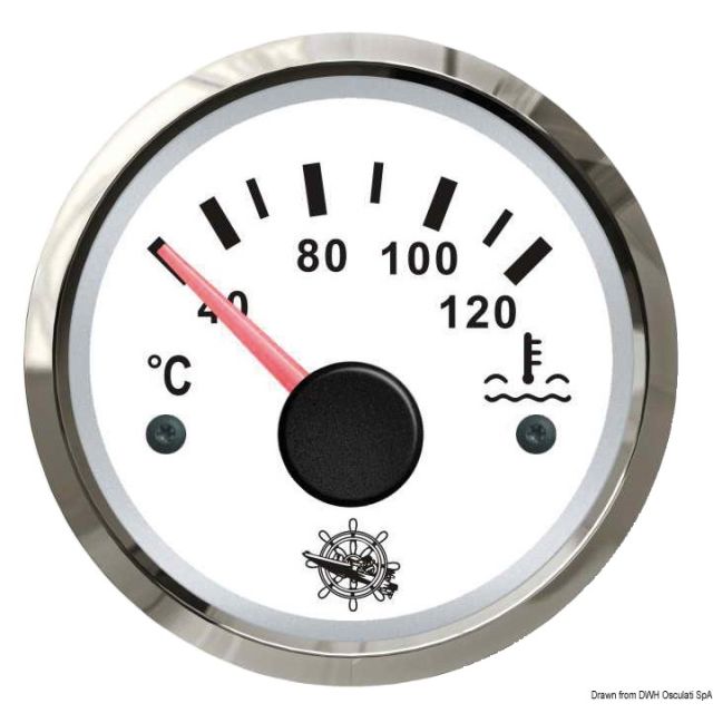 Wassertemperaturanzeige 40/120° weiß/poliert 