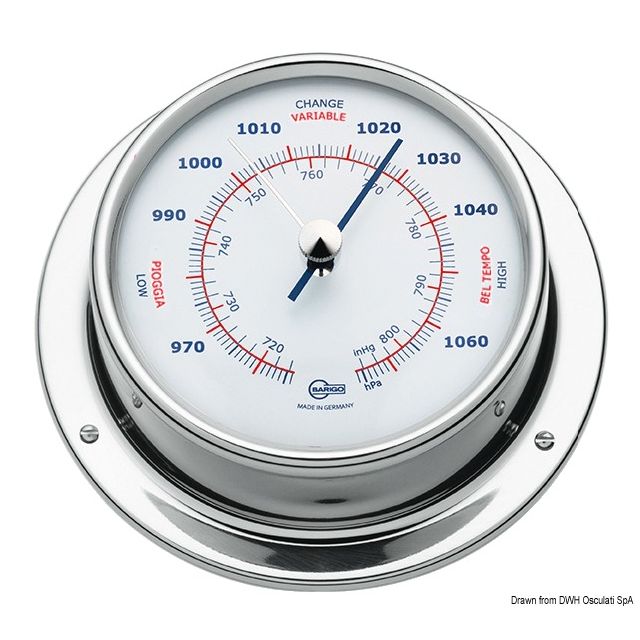 Barigo Sky Barometer Va-Stahl hochglanzpolier/weiß 