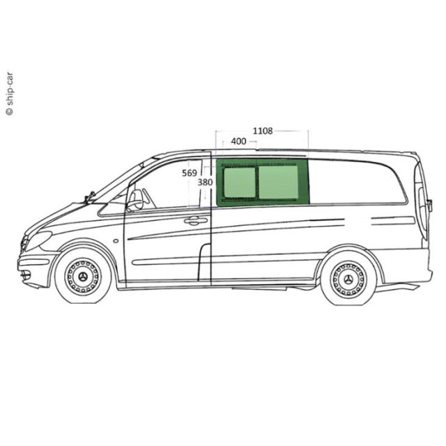 Vito-Schiebefenster, Seitenfenster zum Austausch der festverglasten Scheibe     