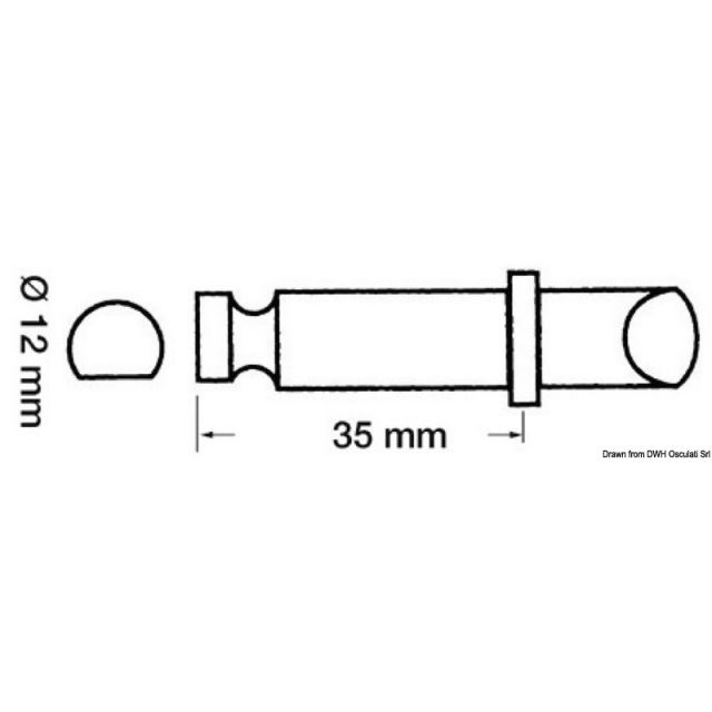 Ruderdolle Kunststoff/Messing 12 x 35 mm 