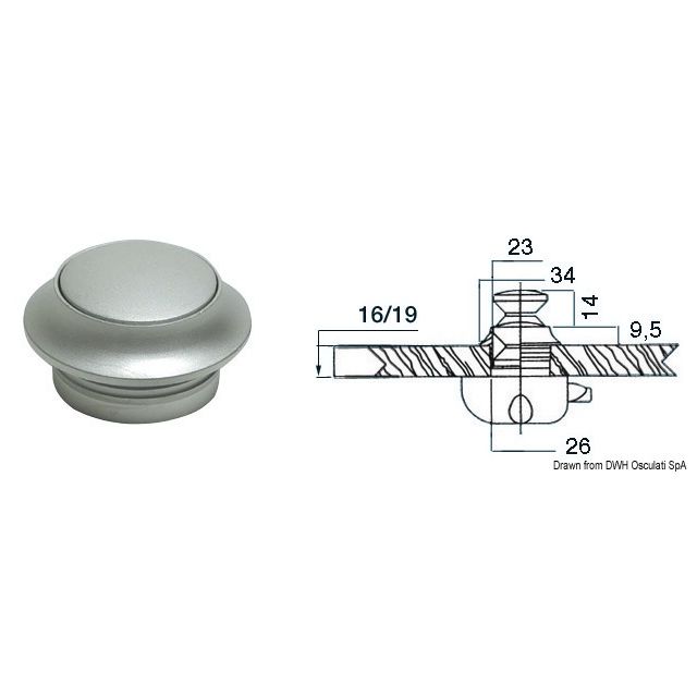 Knopf verchromtes Messing, pearlfarbig 19 mm 