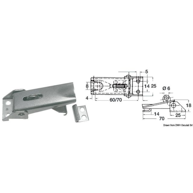 VA-Stahl-Hebelverschluß, verstellbar 70x25 mm 