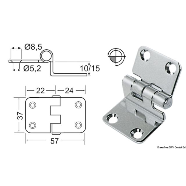 Winkelscharnier 57x37x10 mm 