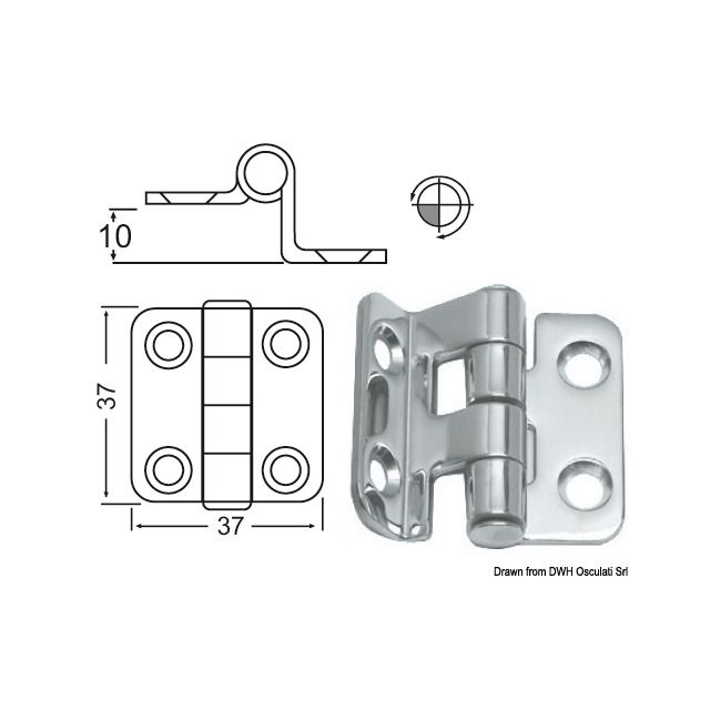 Winkelscharnier 37x37 mm 