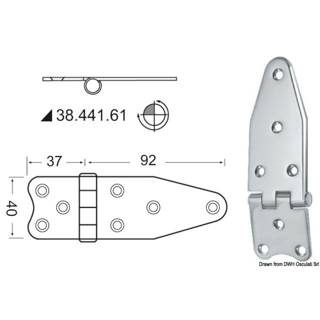 Scharnier, umgekehrt 129x40 mm 