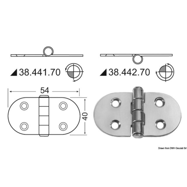 Scharnier herausragender Kern 68x39 mm 