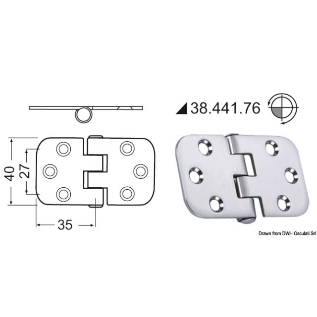 Scharnier umgekehrt 70x39 mm 