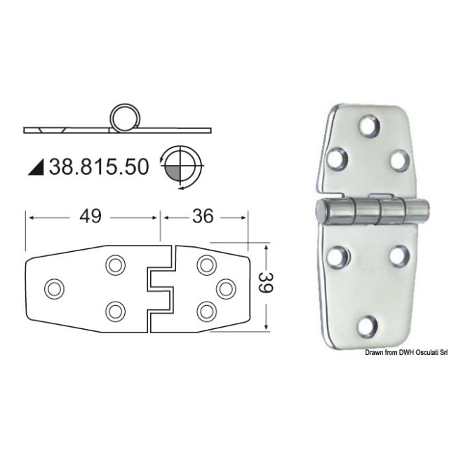 Scharnier herausragender Kern 85x39 mm 