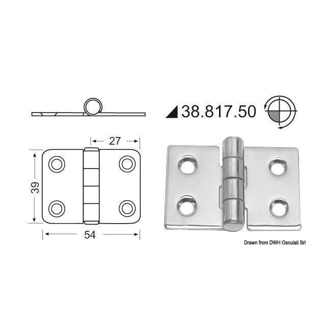 Scharnier herausragender Kern 54x39 mm 