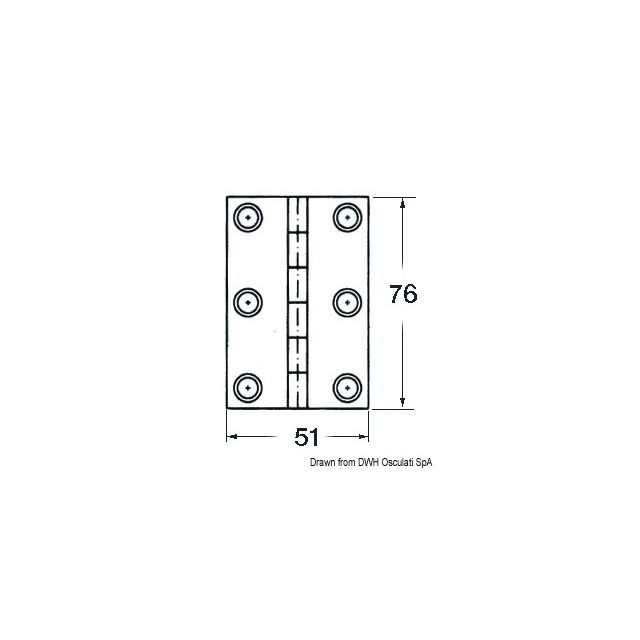 Scharnier rechteckig 76x51mm 