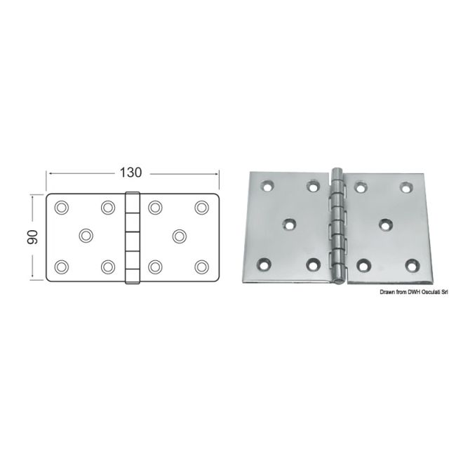 Edelstahlscharnier 130x90 mm 