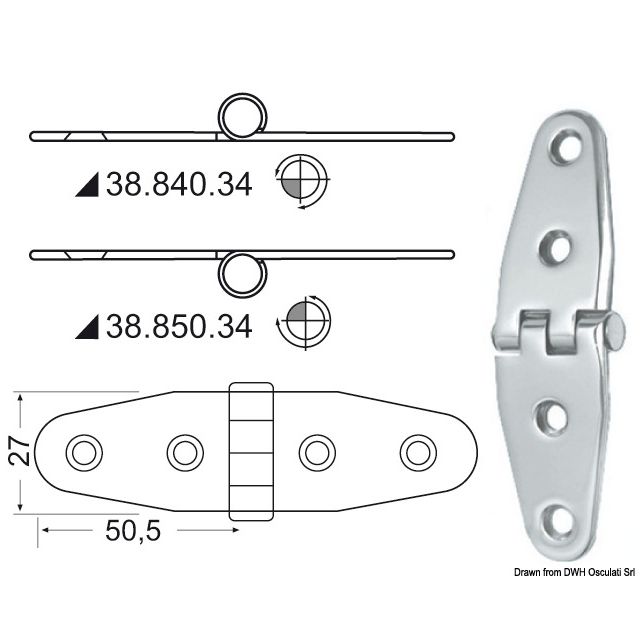 Scharnier herausragender Kern 101x27 mm 