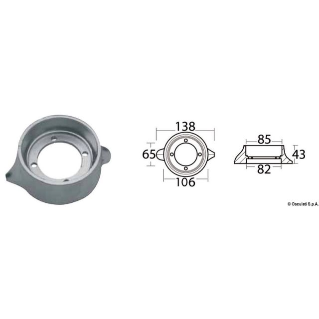 Kragenanode aus Magnesium f. Sail Drive Ø 105 mm 