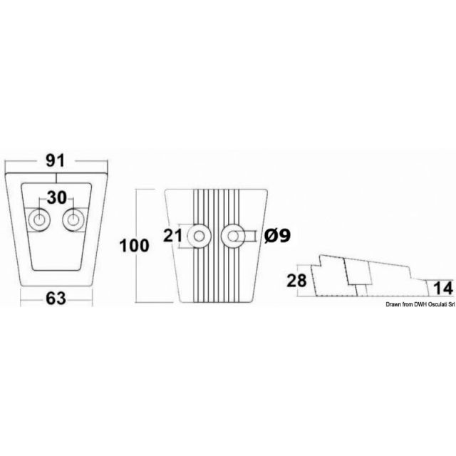 Fußanode aus Aluminium Volvo SX/DPS 