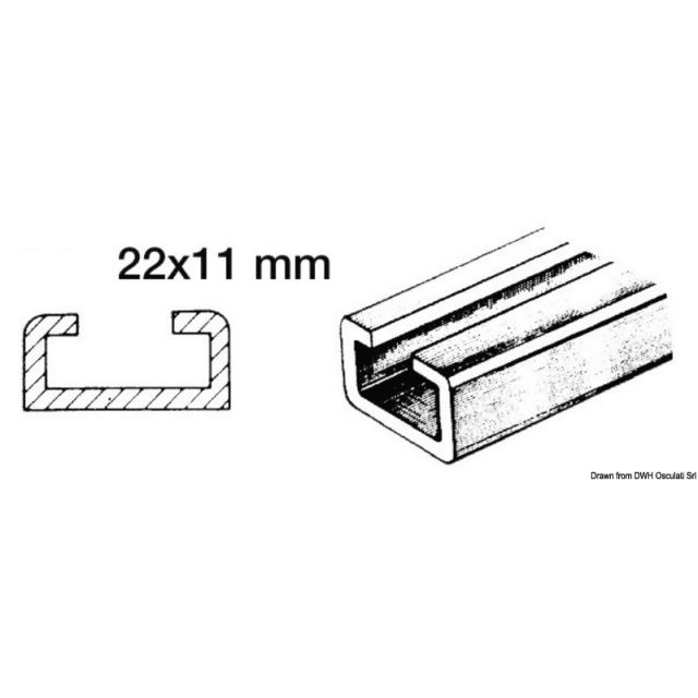 Aluminiumschiene + Nylonschiebe 1 m 22x11 mm 