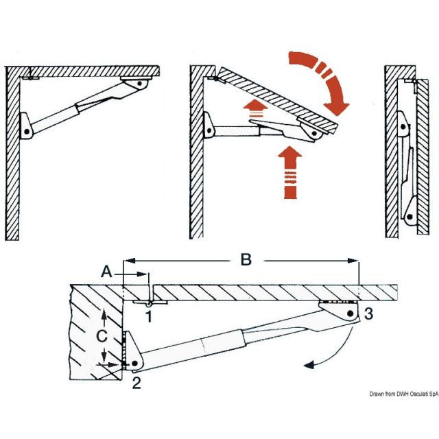 Rakego-Tischstütze, einklappbar  60 kg 20/30 mm 