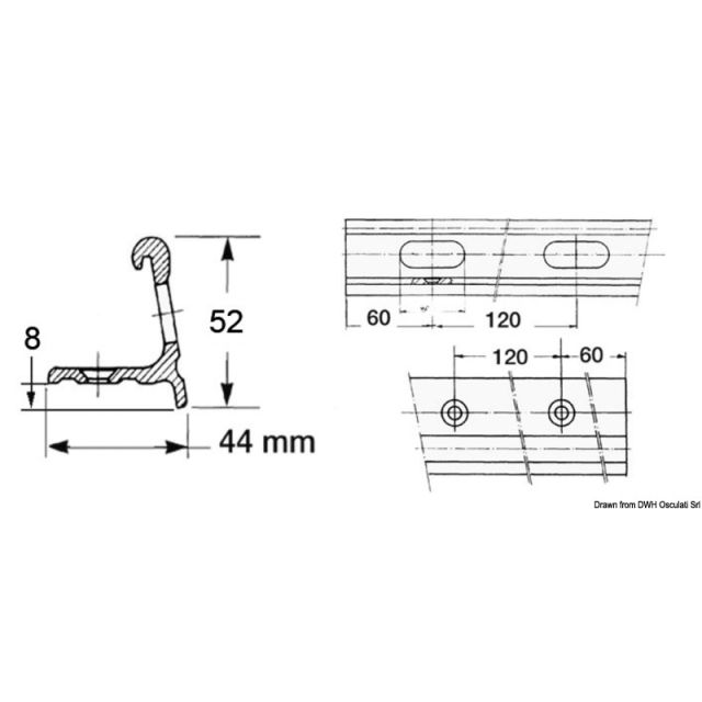 Relingfuß f.Fußleiste 6 m 