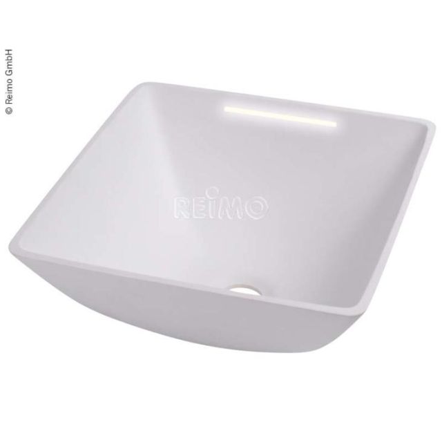 Design-Waschbecken viereckig weiß, Maß: 290x290mm H135mm mit LED-Beleuchtung    