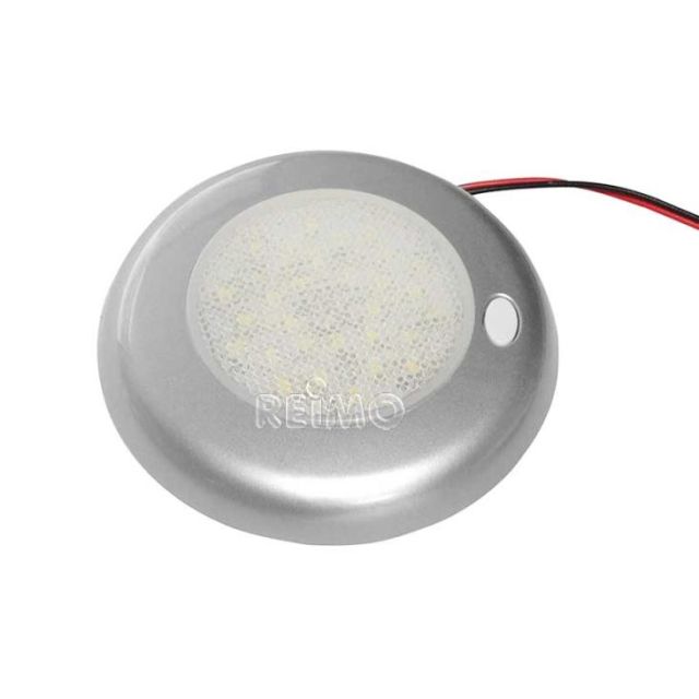 Aufbauspot, 12LED weiß, 6LEDS blau 12V, rund, silber D:78mm