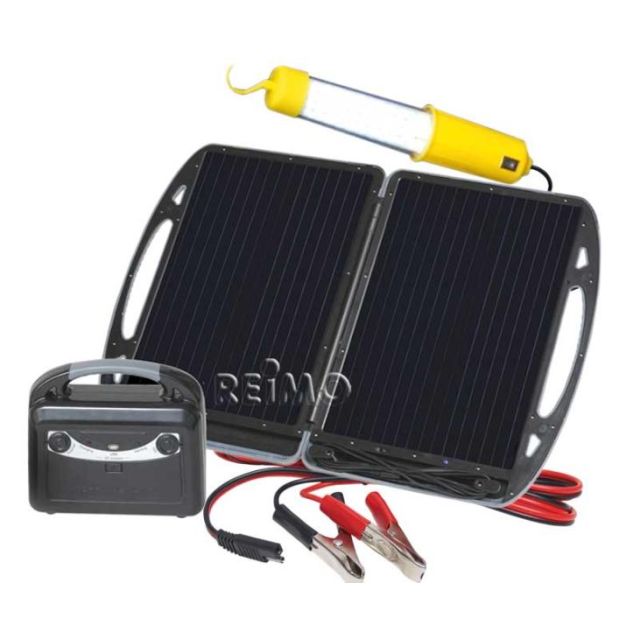 Mobiler Carbest Solargenerator mit 13W Modul und Akku 12V/7A