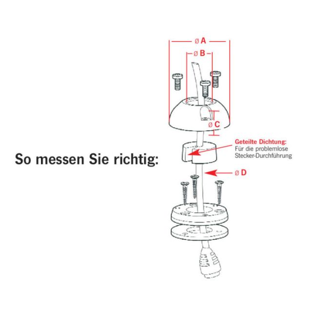 Dachdurchführung Kunstst.2-8mm, Öffnung Ø16mm