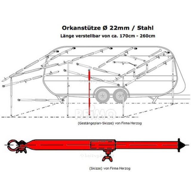 Orkanstütze,170-260cm 22mm