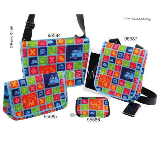 VW Collection Schultertasche, quer,Surfer-Style, bunt, Neopren, 28x36x06 cm     