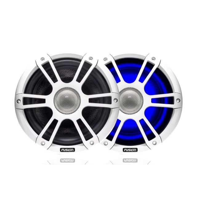 7.7 in 280 Watt Coaxial Sports White Marine Speaker with LEDs